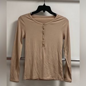 Long Sleeve Henley Rib Top